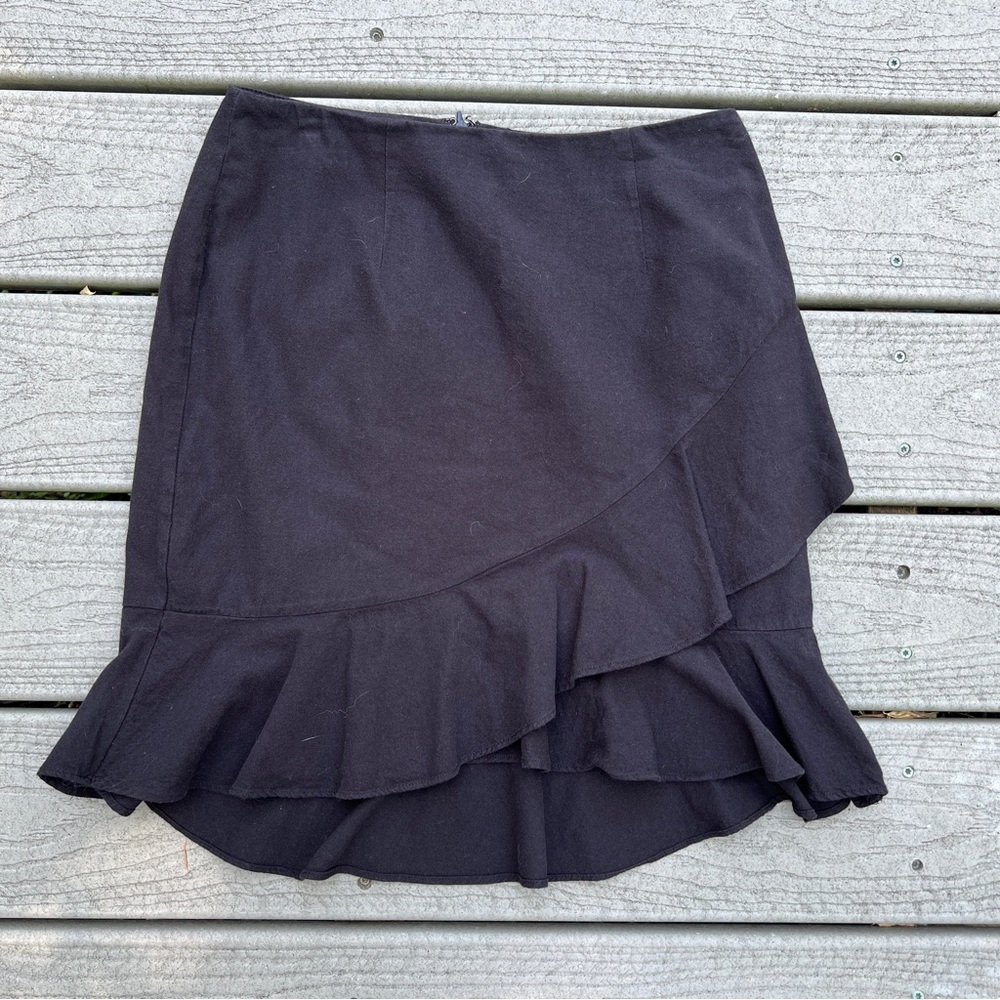 A New Day: Black Pencil/Mini Ruffle Skirt. Size 8.
